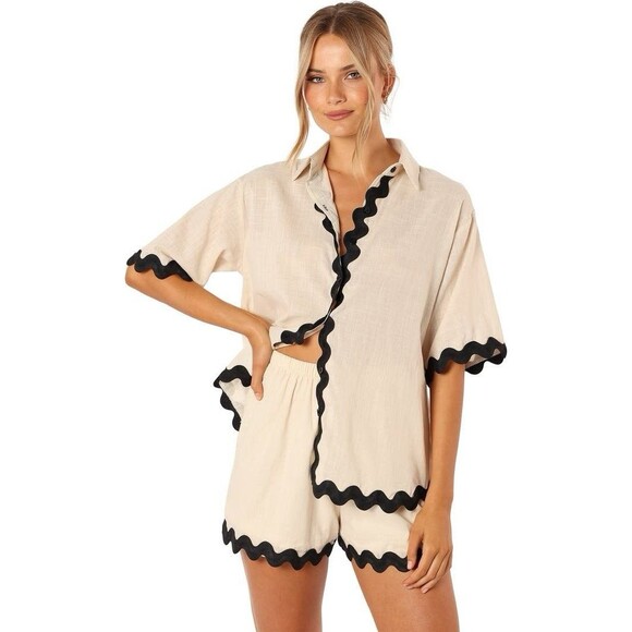 PETAL & PUP Wilson Rickrack Trim Cotton Shirt & Shorts Set $89 IN STORES SZ XS - Picture 2 of 5